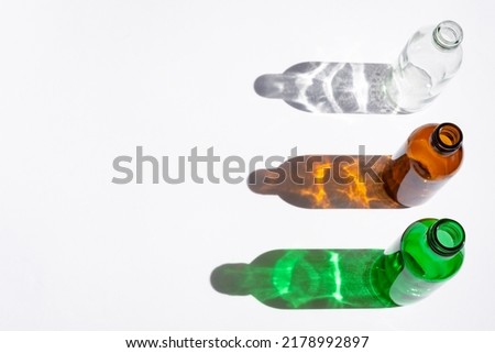 Green ,Brown and Glass bottle with shadow and light effect
