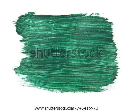 green brush strokes isolated on white background