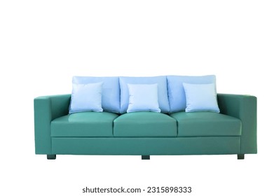 green Bubble sofa and pillow transparent white background. PNG image