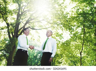 Green Business Handshake Deal Support Concept