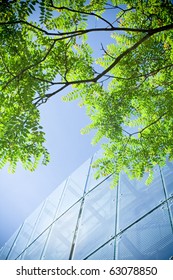 Green Business And Office Building With Reflections