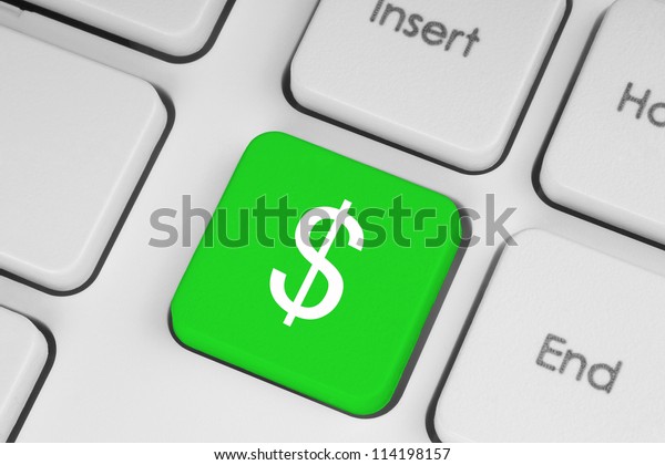 Green Button Dollar Symbol On Keyboard Stock Photo Edit Now 114198157