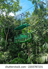 Green cablecar view in tropical jungle of Gamboa in Panama