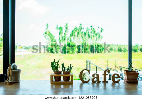 Green Cactus Plant On Wooden Desk Stock Photo Edit Now 1221083905