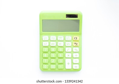 Finger Using Green Calculator On White Stock Photo 1339241330 ...