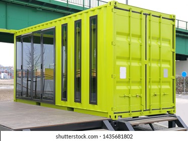 Green Cargo Container Converted For Living Small Home