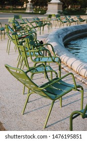 Green chairs in jardin du Luxembourg Paris france 