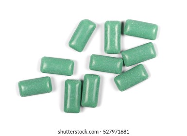 Green Chewing Gum Isolated On White