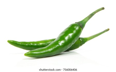 green chili pepper isolated on a white background - Shutterstock ID 756006406