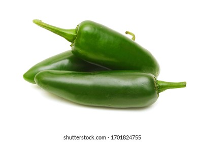 green chilies (jalapeno) on white background 