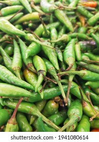 Green Chilli In Tropical Market, Not Too Spicy.