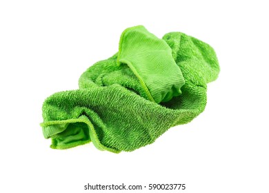 Green Cleaning Rag Isolated On White Background