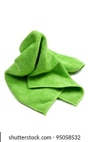 Green Cleaning Rag Isolated On White