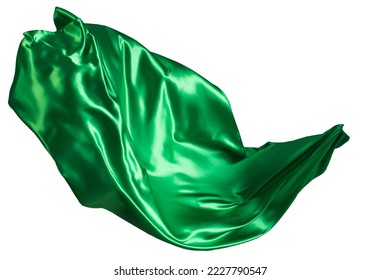 Green cloth flutters in the wind. Isolated on white background - Shutterstock ID 2227790547