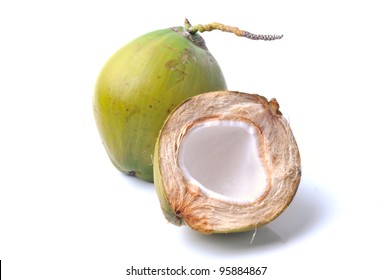 Green Coconut Isolated On White Background