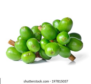 Green Coffee Beans Isolated On White