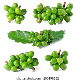 Green Coffee Beans Isolated On White