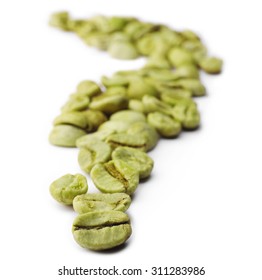 Green Coffee Beans Isolated On White