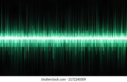 Green color sound waves on a black background abstraction