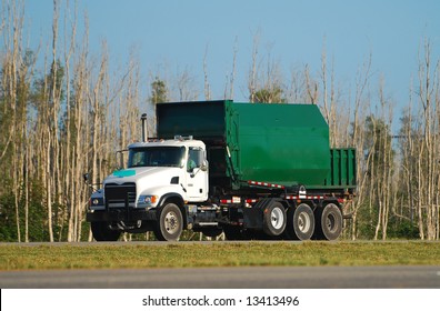 Green Colored Waste Removal Dump Truck