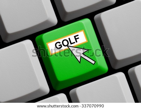 Green computer keyboard with cursor showing Golf Sport