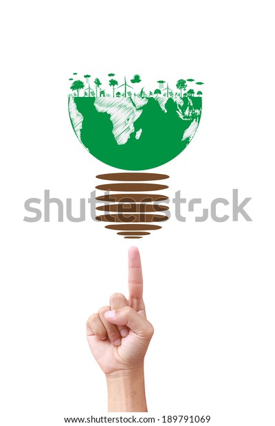 Green concept. Tree on\
the earth in hand
