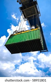 Green Container Box On Cargo Operation