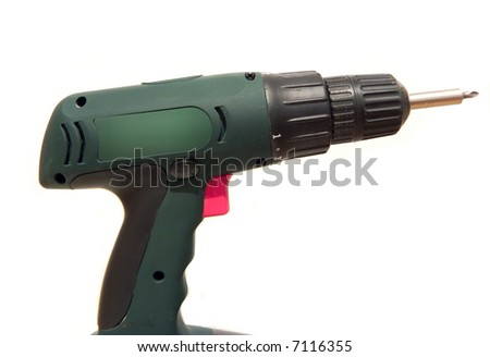 Green cordless dril screwdriver