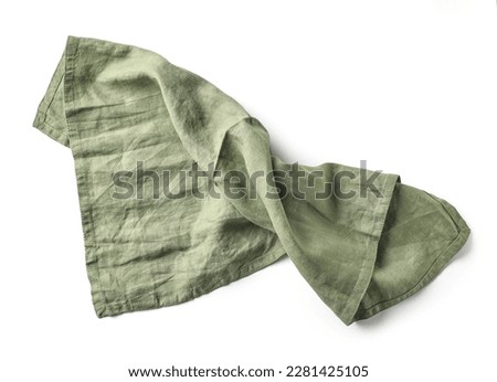 green cotton napkin isolated on white background, top view