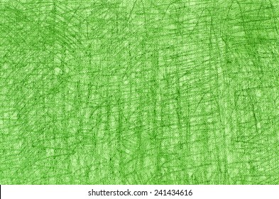 Green Crayon Drawings On White Paper Background Texture