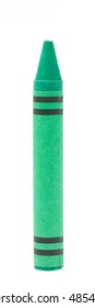 Green Crayon Isolated On White Background