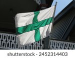 GREEN CROSS OF FLORIDA FLAG of Republic of the Floridas--established by Gregor McGregor on Amelia Island, FL on 6.29.1817 and seized by privateer Louis-Michel Aury on 9.21.1817 in the name of Mexico.