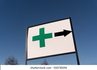 A Green Cross Points The Way To A Legal Marijuana Dispensary In Eugene Or. Dispensaries For Legal Pot Will Be Opening Several States After Several Measures Passed. 