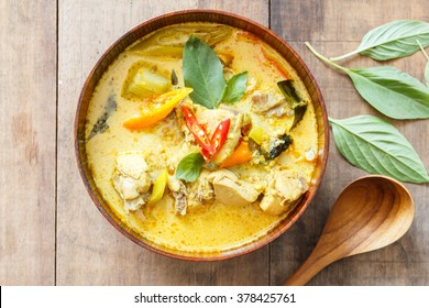 Green Curry Chicken,thai Food,Top View