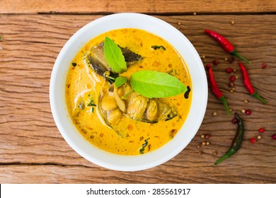  Green Curry Fish,thai Food,The Images Of The Top View