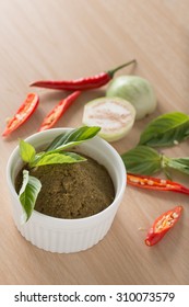 Green Curry Paste In White Cup.