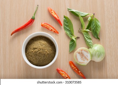 Green Curry Paste In White Cup.