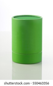 Green Cylinder Card Board Box For Packaging Mockups