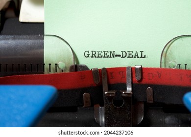 Green deal text written with a typewriter.
