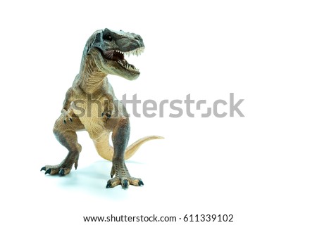 Green Dinosaur Tyrannosaurus Rex front view - white background