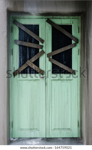 Green Door Haunted House Stock Photo Edit Now 164759021