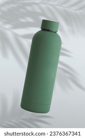 Green drinking bottle mockup with free PSD