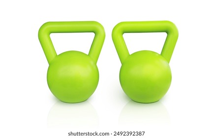 green dumbbell Sports equipment isolated on white. - Powered by Shutterstock