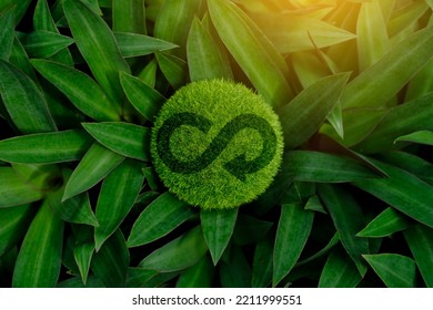 Green Earth Circular Economy Icon, Circulating In An Endless Cycle, Business And World Sustainable Environment Concept.