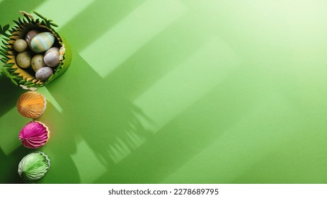 Green Easter background copy space