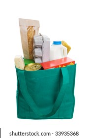 Green Eco Friendly Grocery Bag Full Of Food