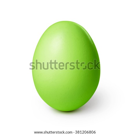 Green egg isolated on a white background. Clipping path included