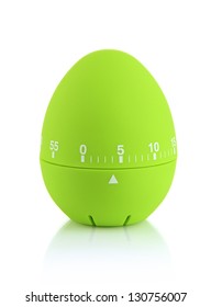 Green Egg Timer, Isolated On White