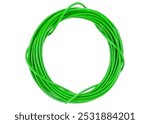 Green Electrical Cable Coil Isolated on White Background