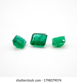 Green Emerald Loose Gemstones On White Background  - Shutterstock ID 1798379074